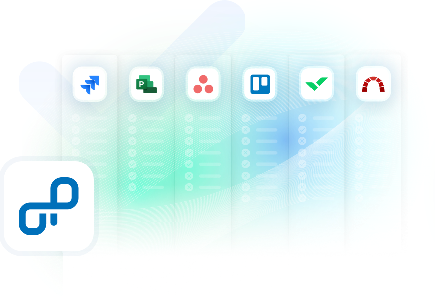 Illustration, die eine Vergleichstabelle verschiedener Projektmanagement-Softwaretools zeigt