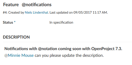 OpenProject 7.3: @notation