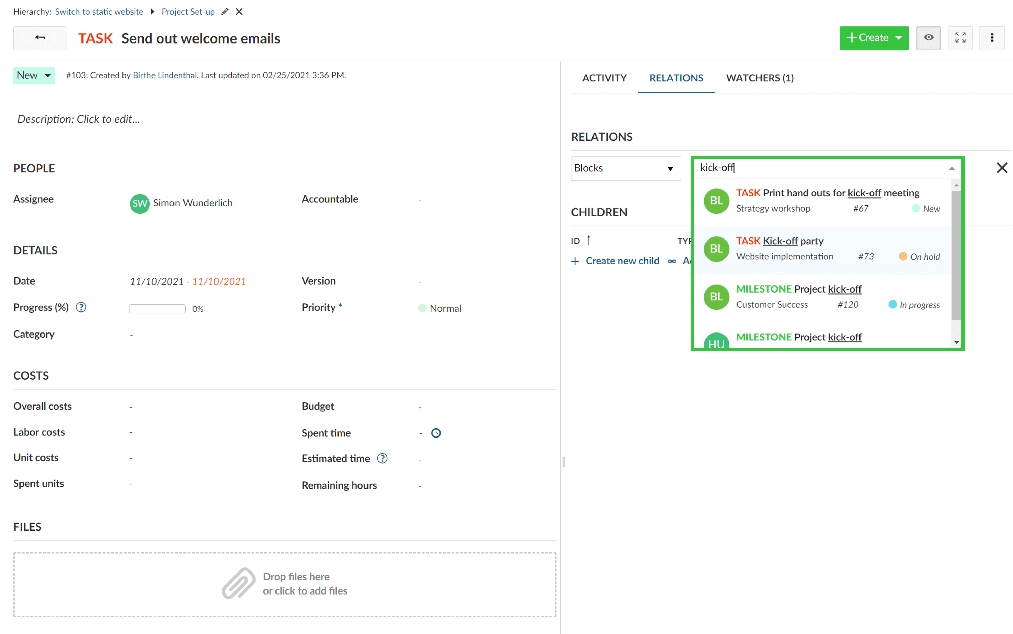 Work package auto-completer