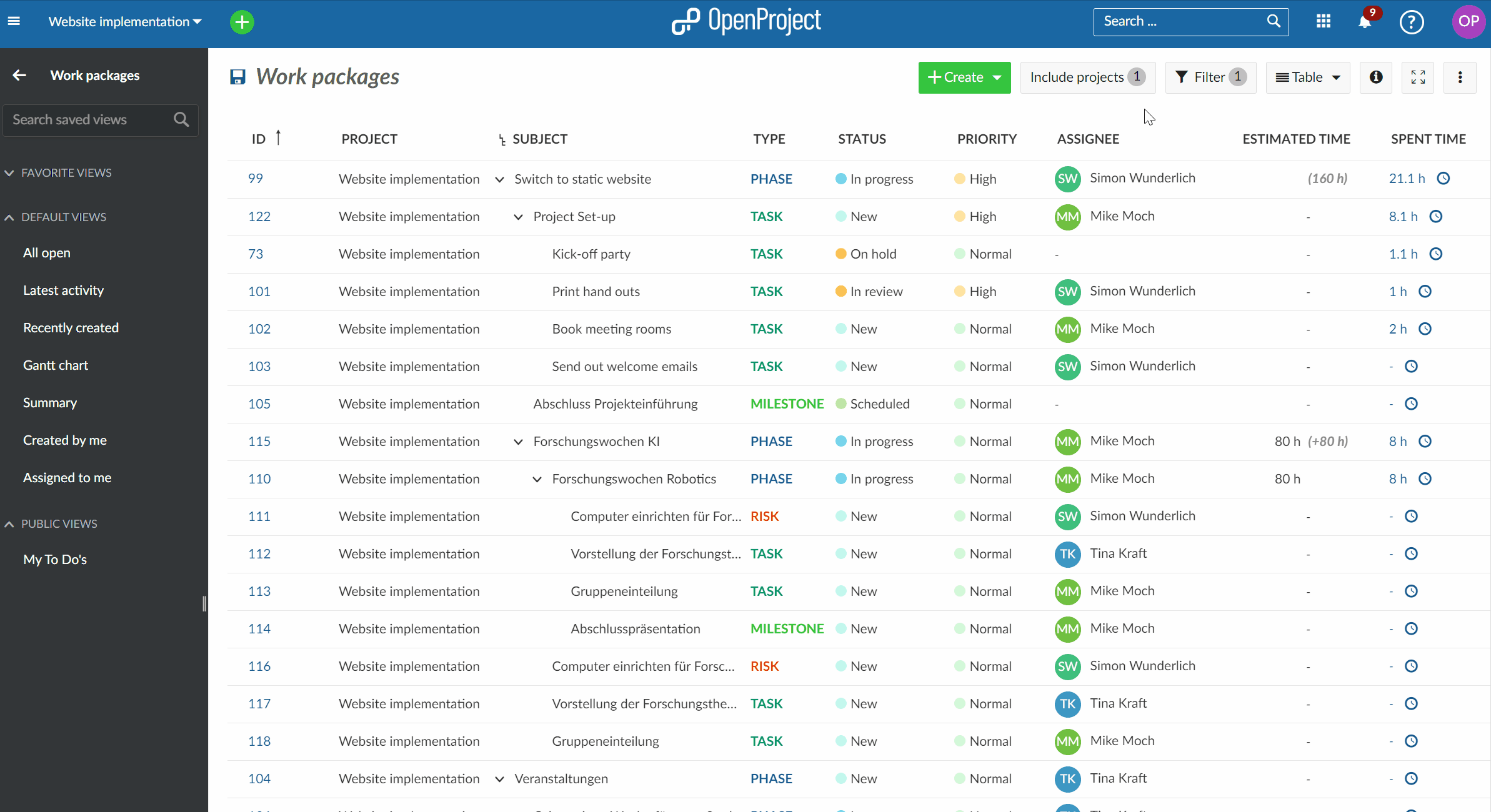 Include projects filter