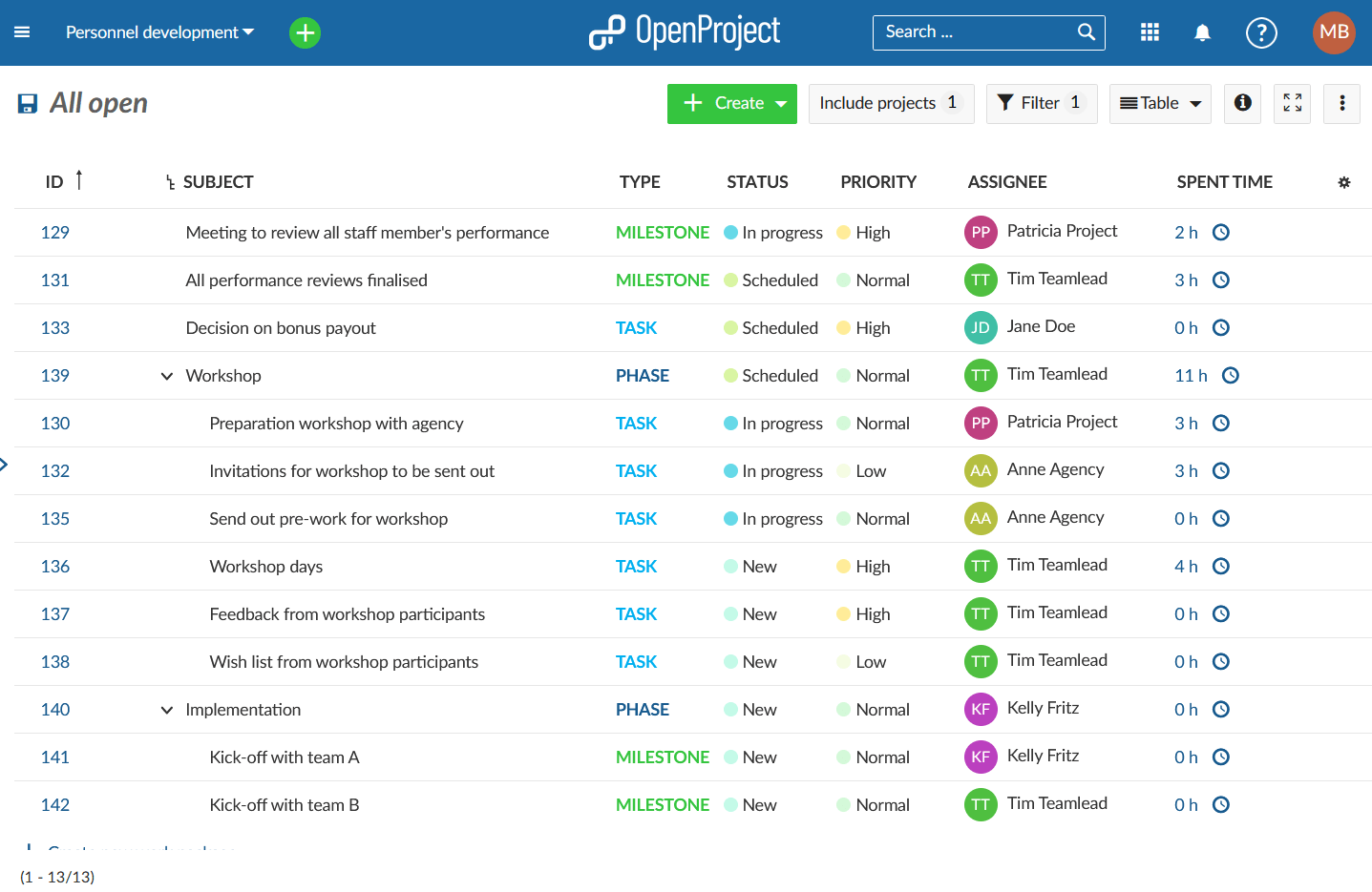 Log time list view