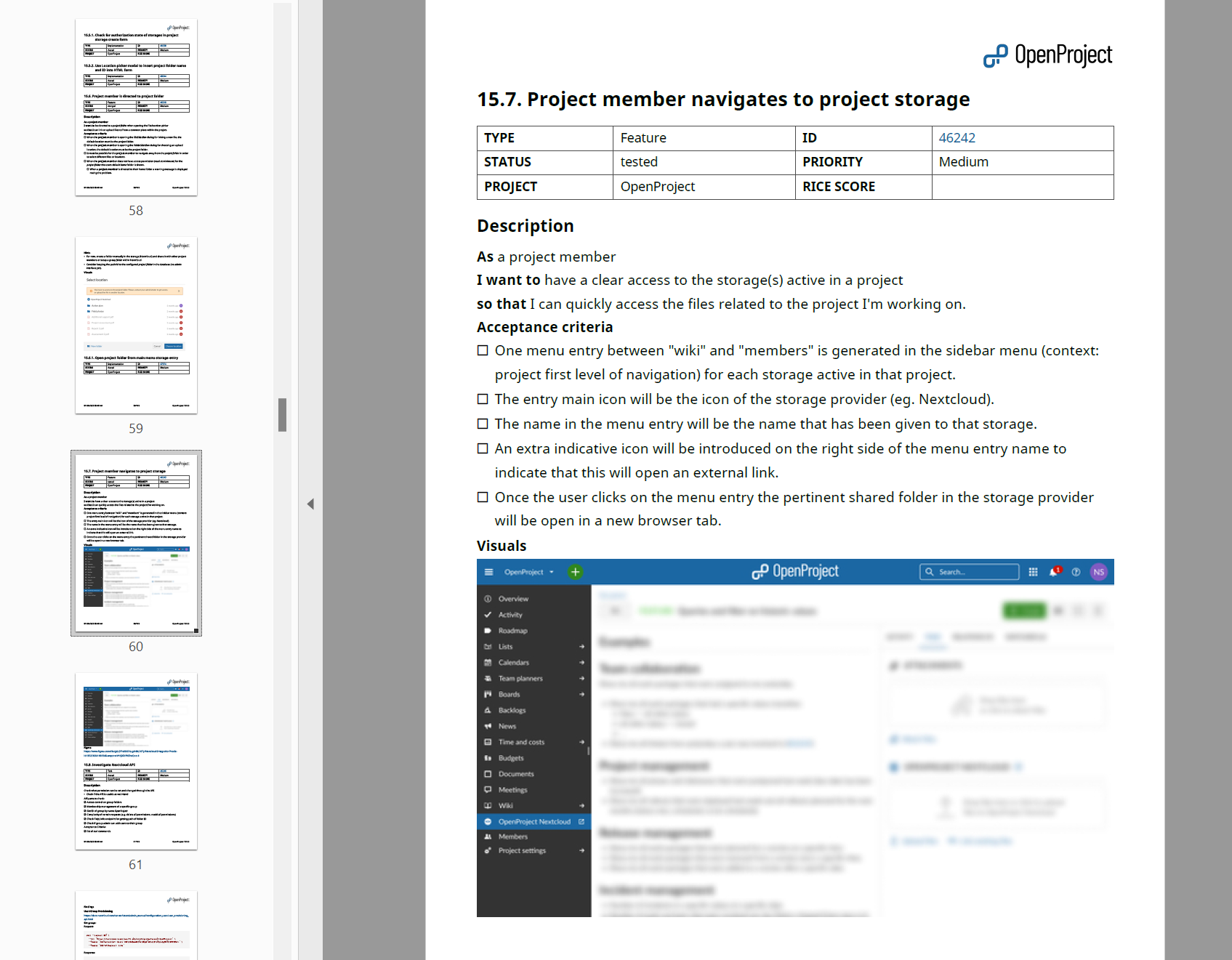 Example of a project management plan created with OpenProject