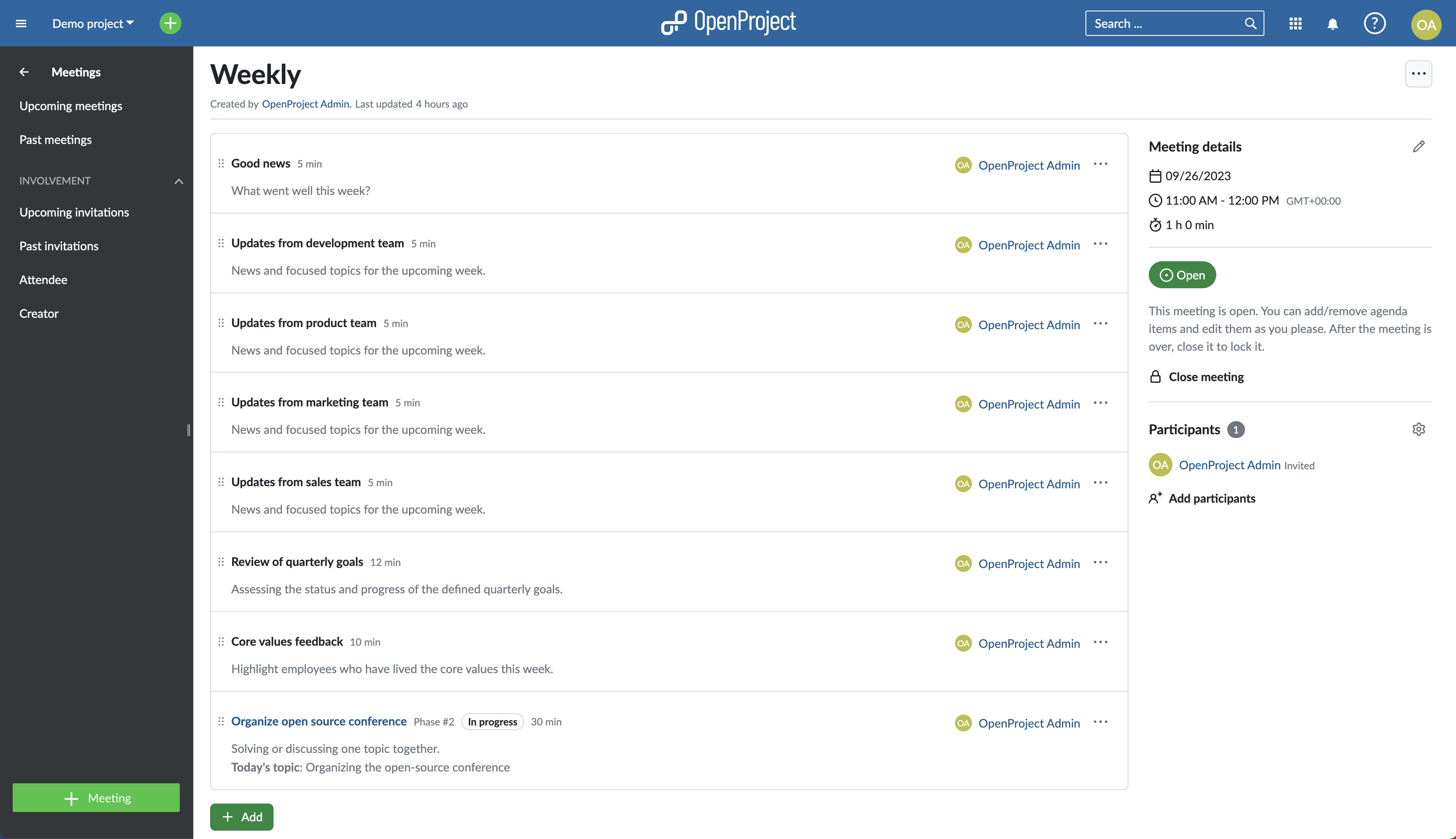 Example of the design system Primer, used in OpenProject’s upcoming new modules feature