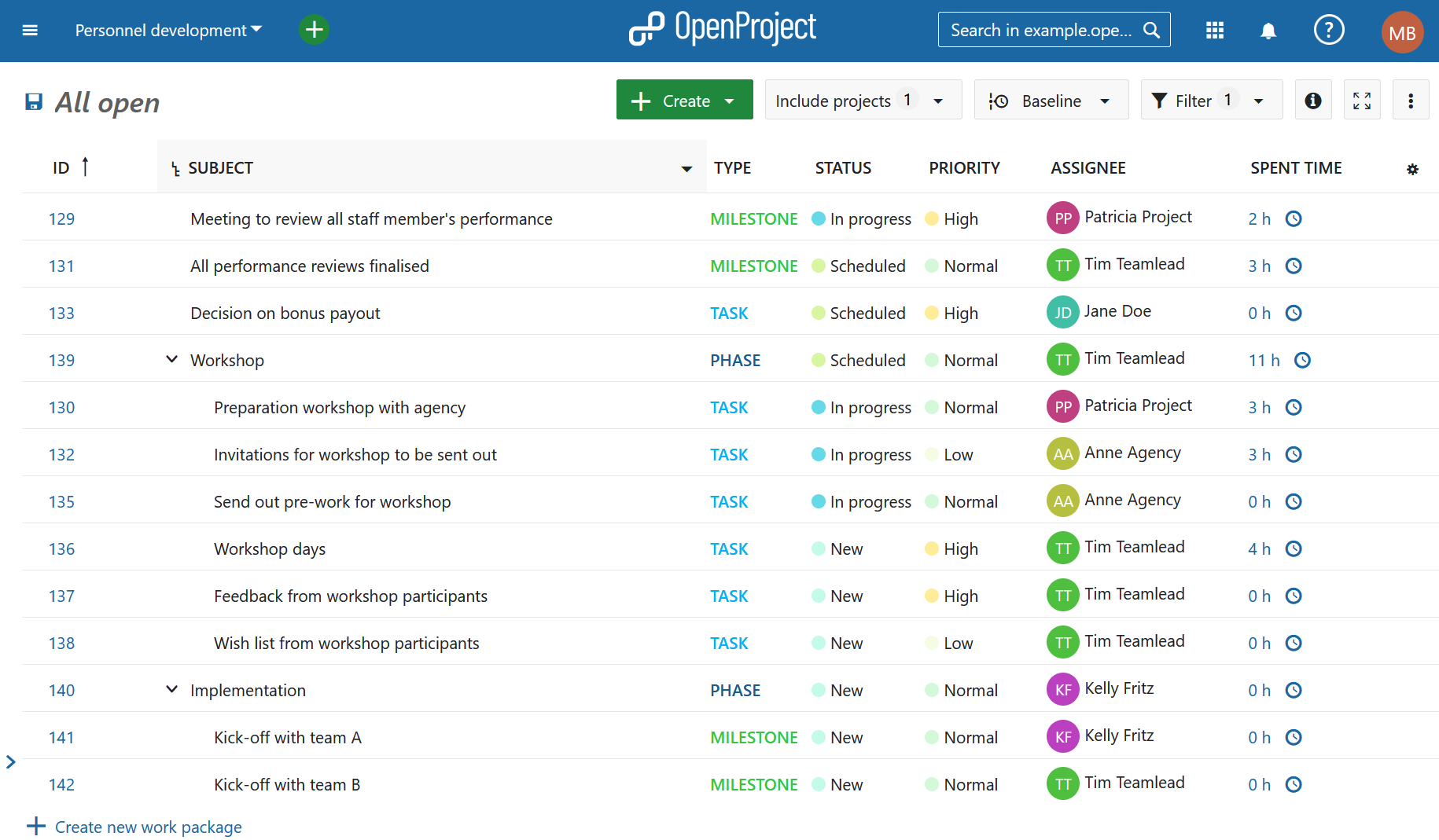 Log time list view