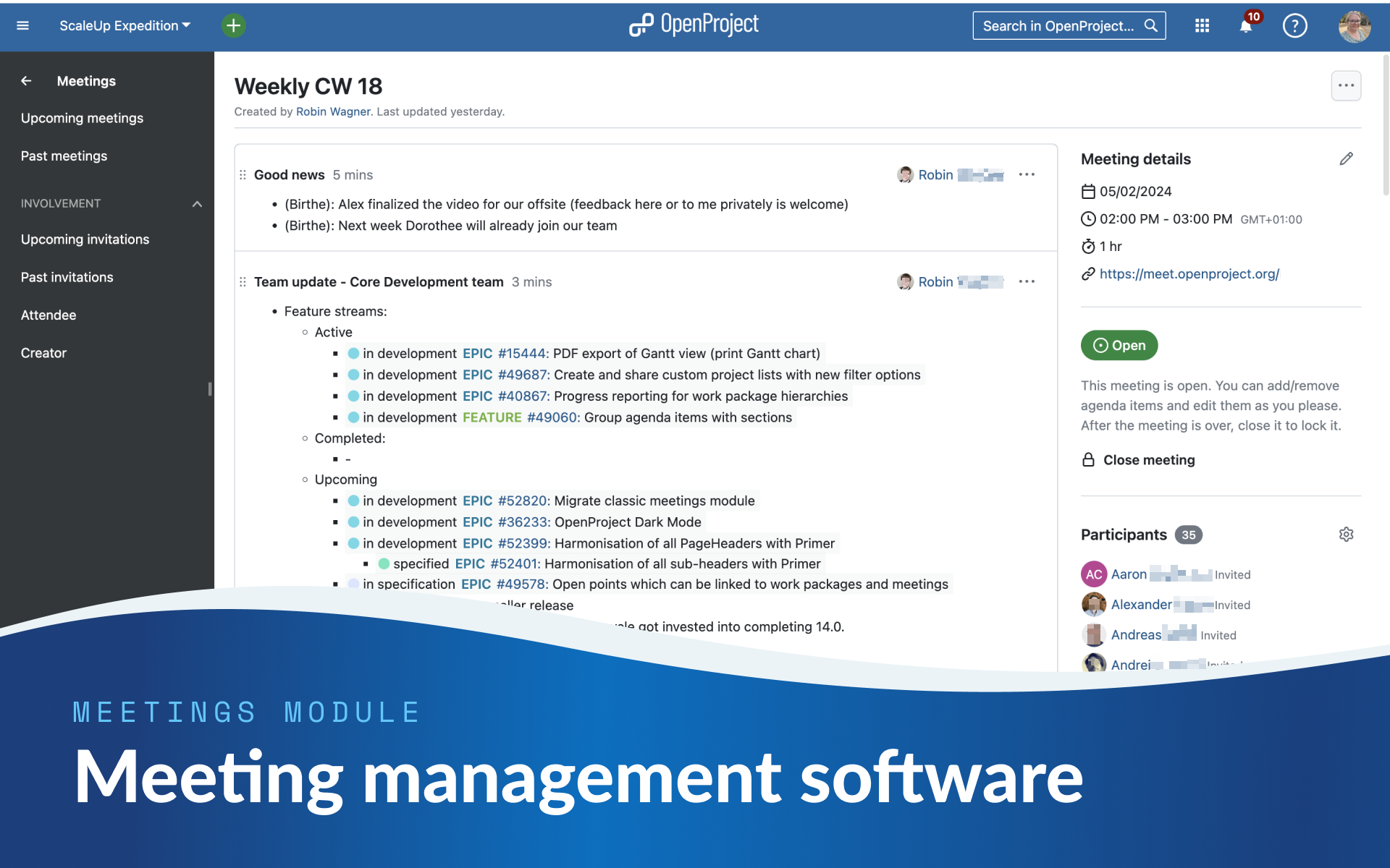 How we manage meetings with the OpenProject software