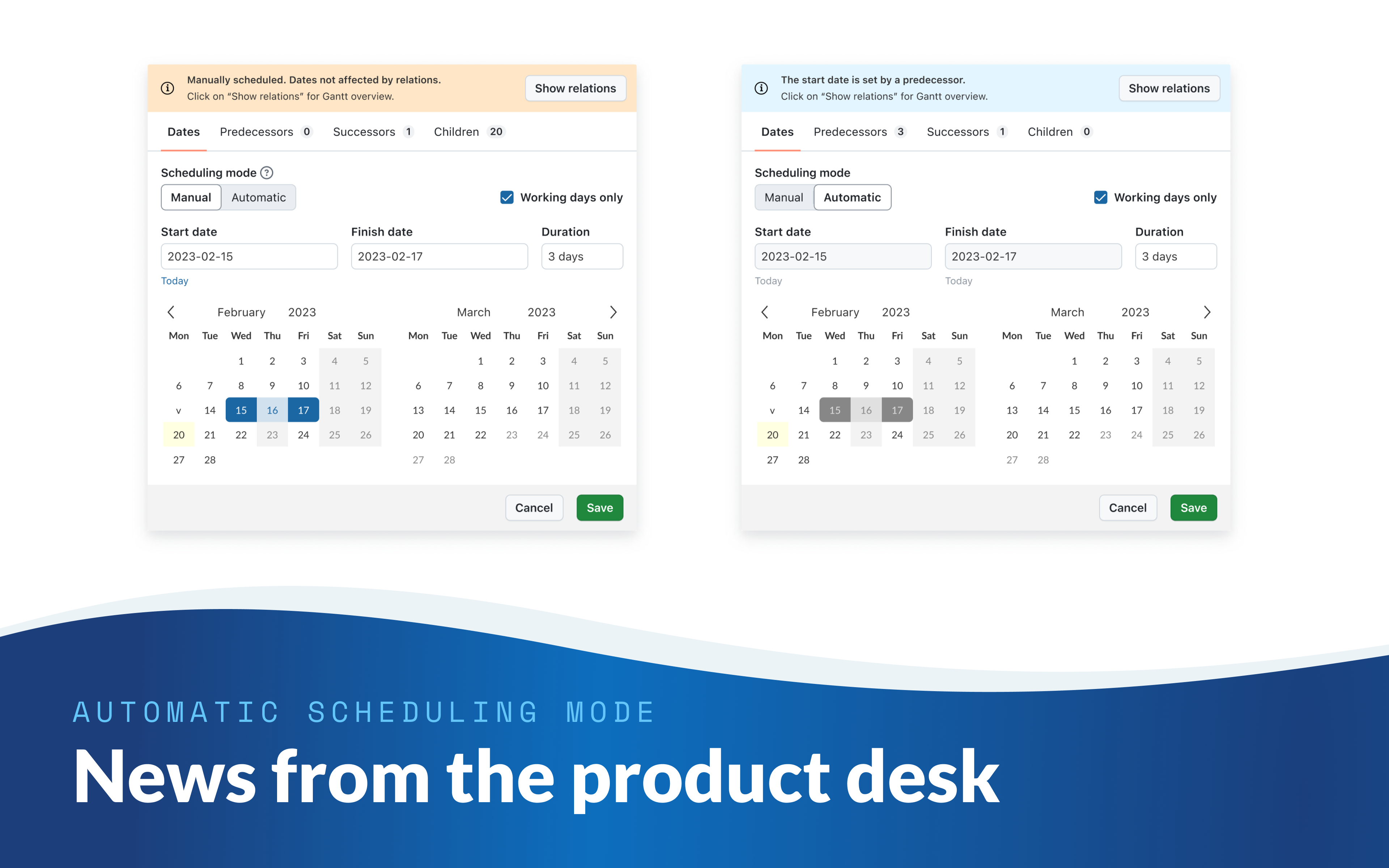 News from the Product Desk: New automatic scheduling mode