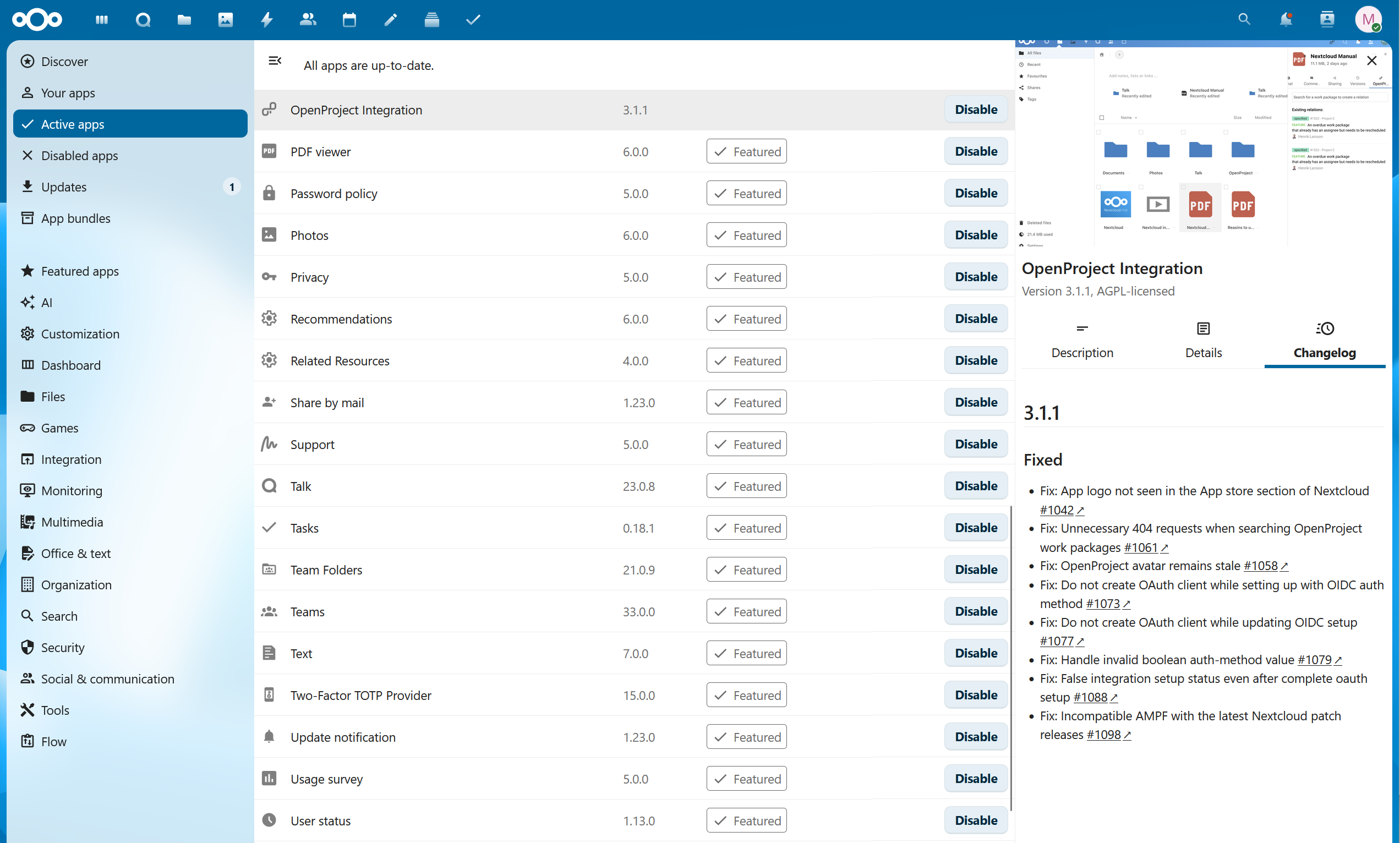 OpenProject Integrations-App für Nextcloud in Version 3.1.1 veröffentlicht OpenProject Integrations-App für Nextcloud in Version 3.1.1 veröffentlicht