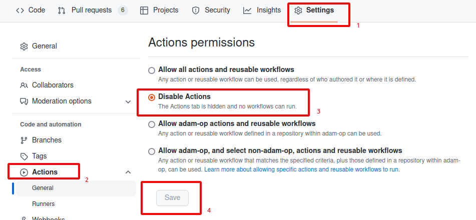 disable-github-actions