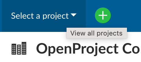 hover over select a project and tool tip view all projects comes up