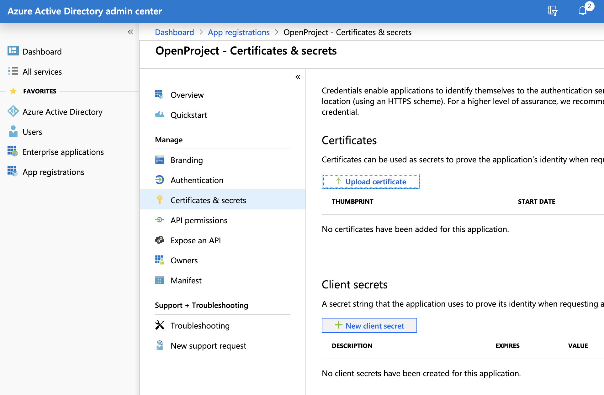 Azure Active Directory Certificates