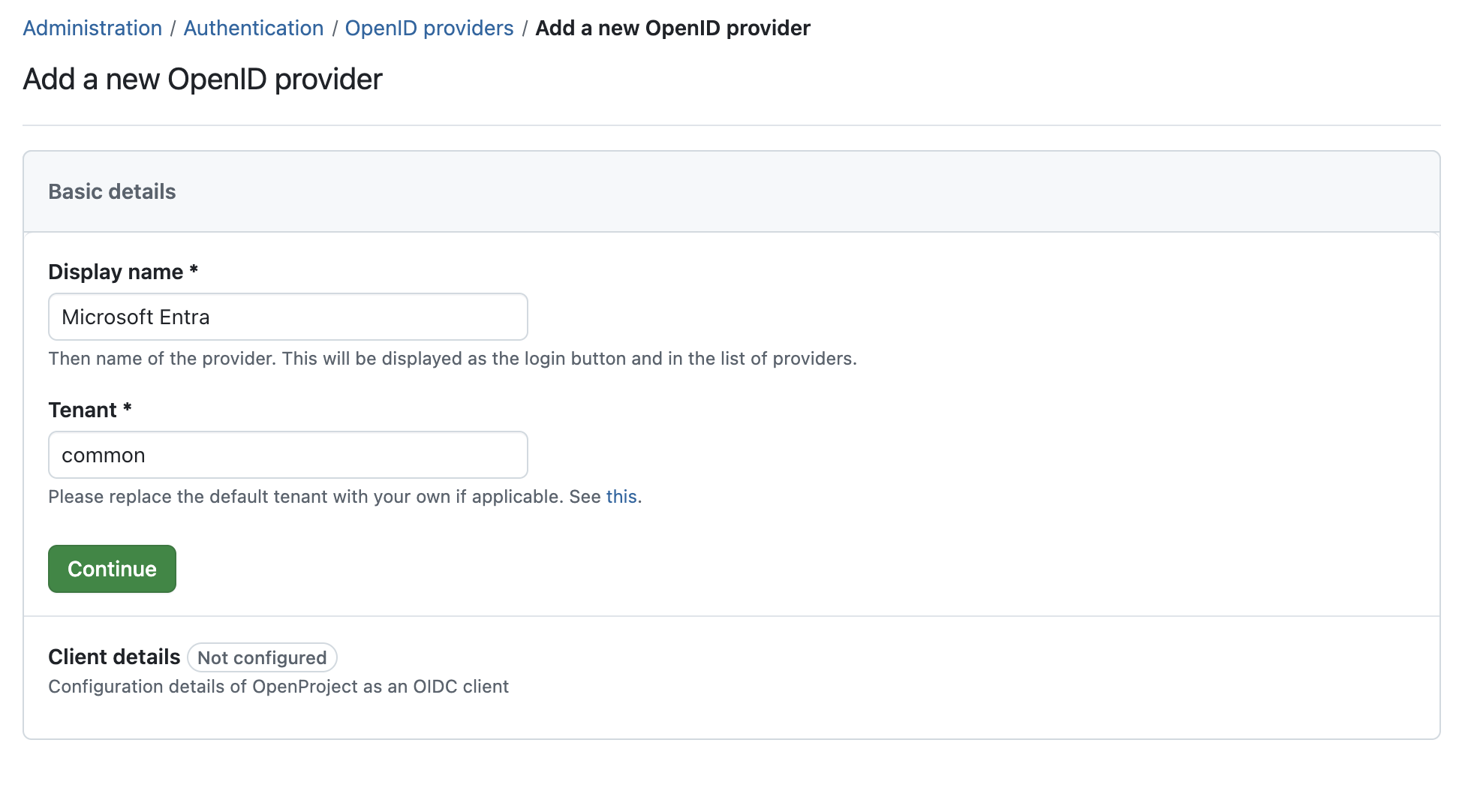 Add a new OpenID Google provider in OpenProject administration