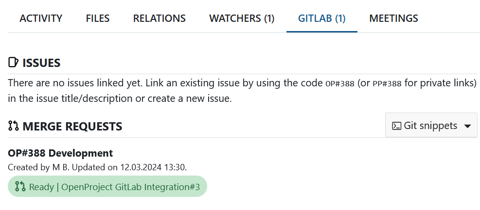 GitLab actions under GitLab tab in OpenProject work package