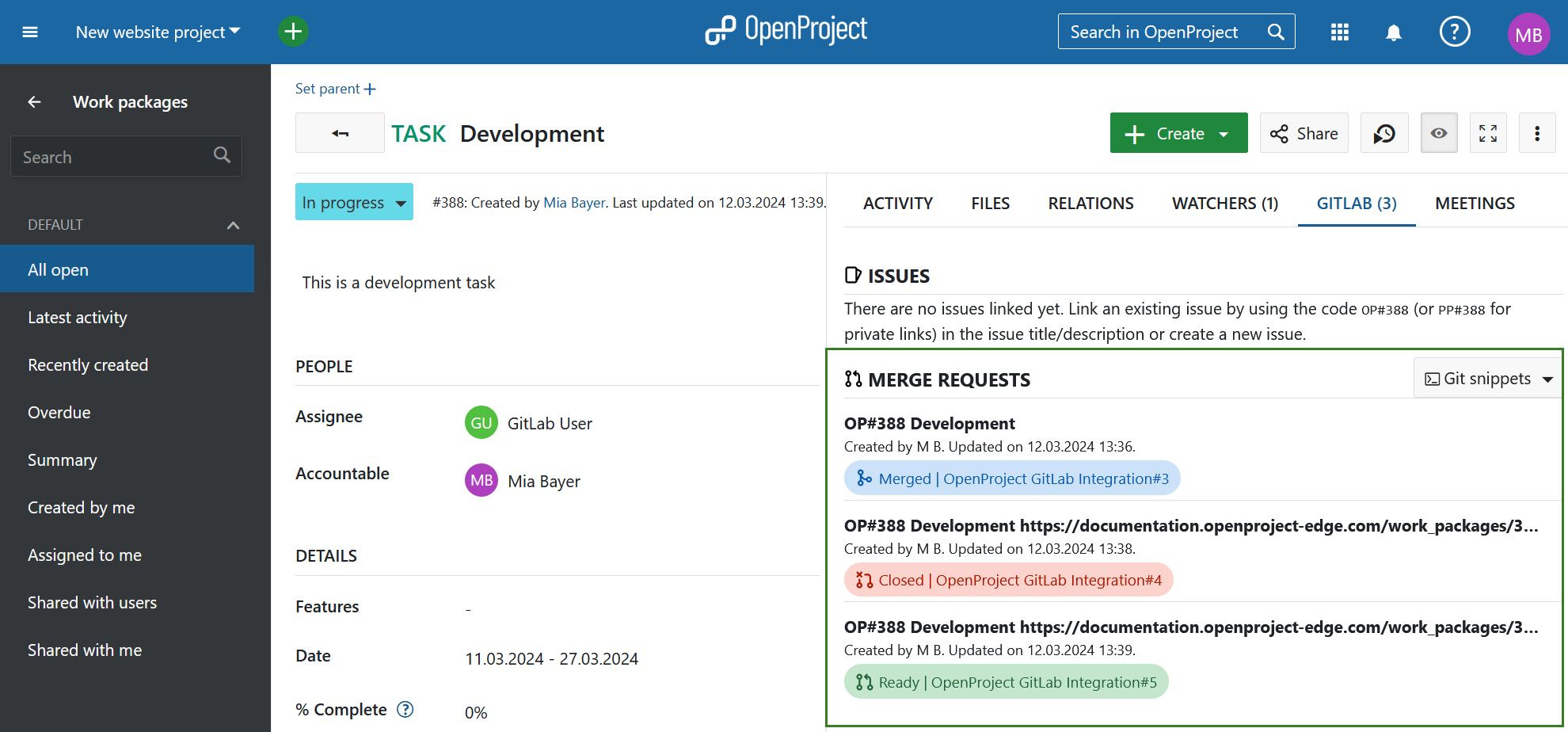 GitLab merge request status change