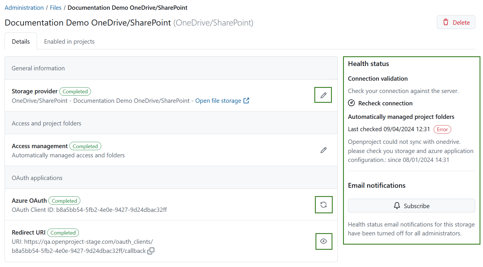 Edit OneDrive/SharePoint in OpenProject