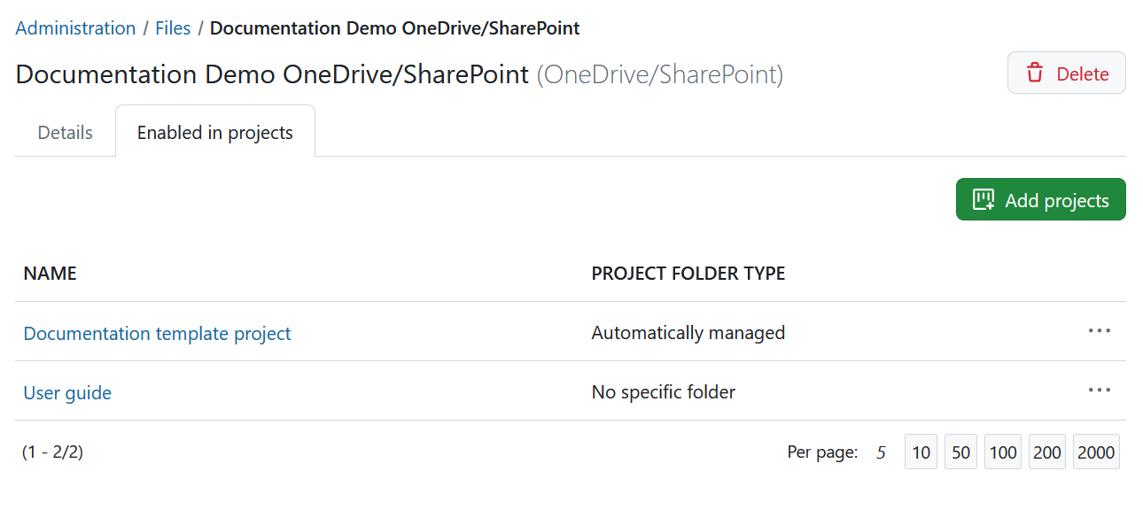 Add OneDrive/SharePoint file storage to projects in OpenProject administration