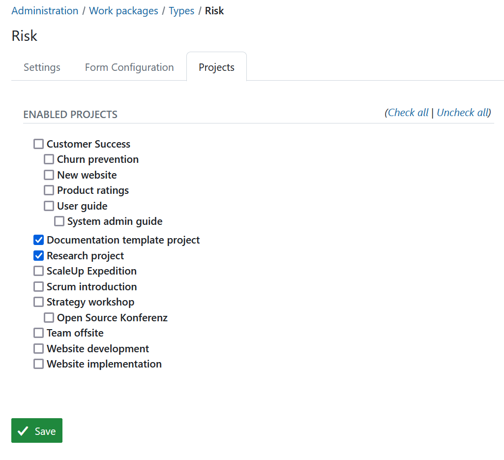 activate projects for work package types