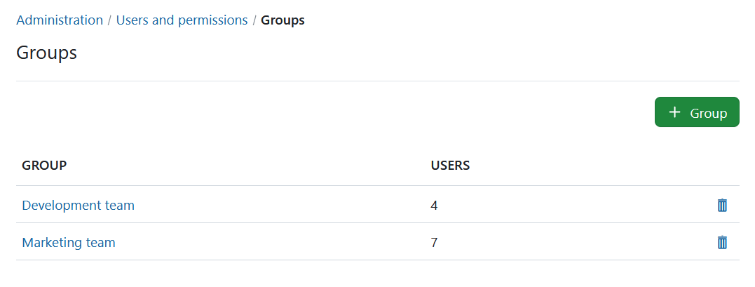 create groups in OpenProject administration