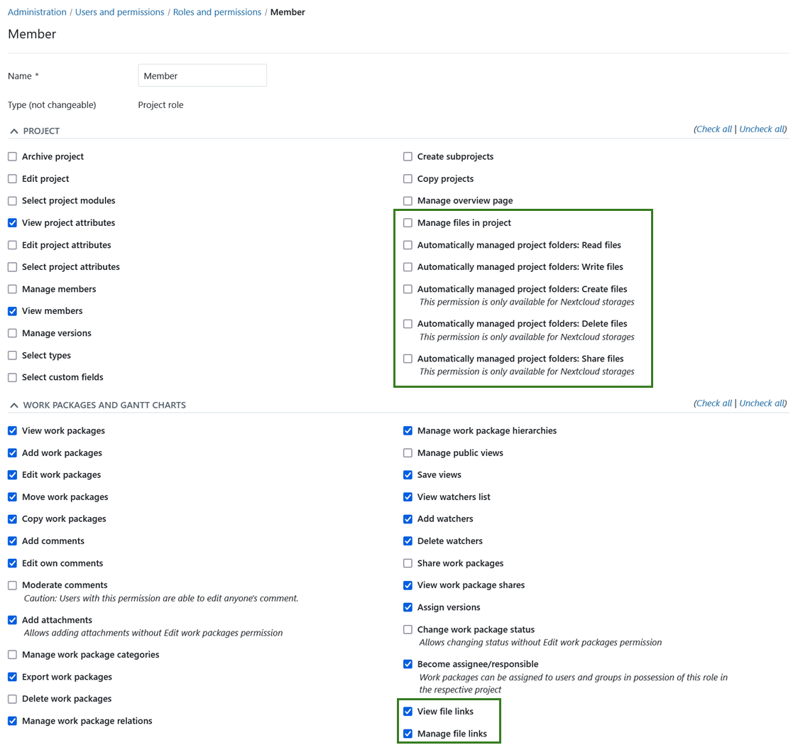 Files storages permissions in OpenProject