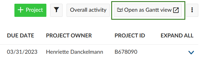 OpenProject projects Gantt overview