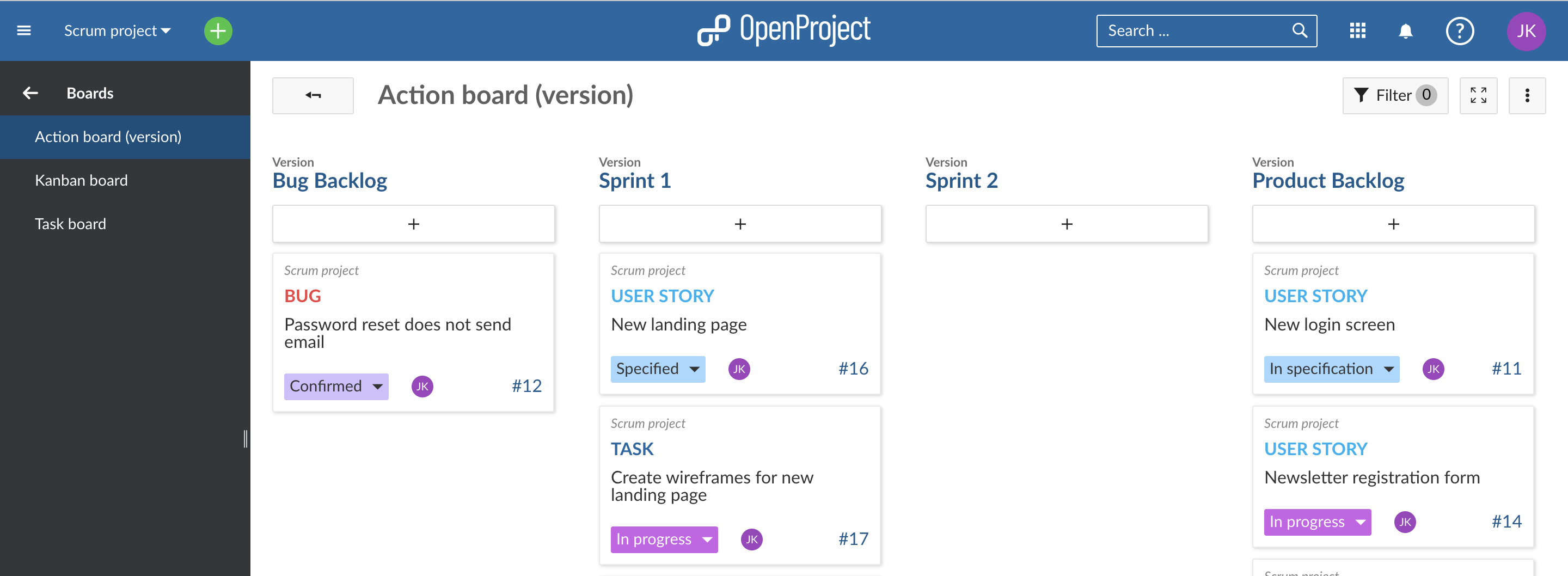 create version board