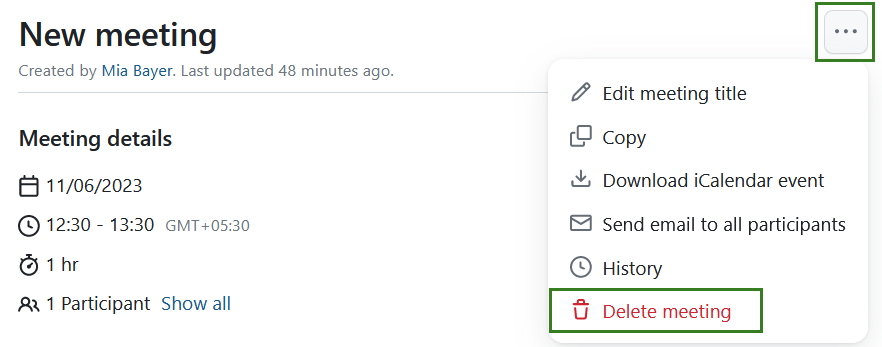 Deleting a dynamic meeting in OpenProject