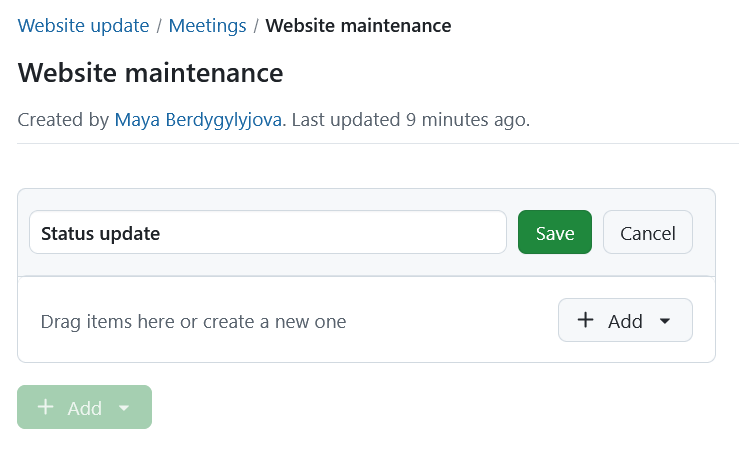 Add a new section to a meeting agenda in OpenProject