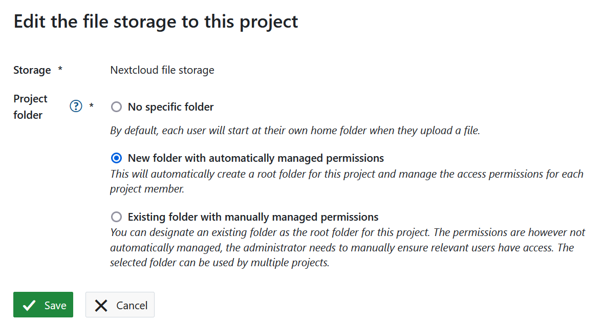 Edit the project folder type