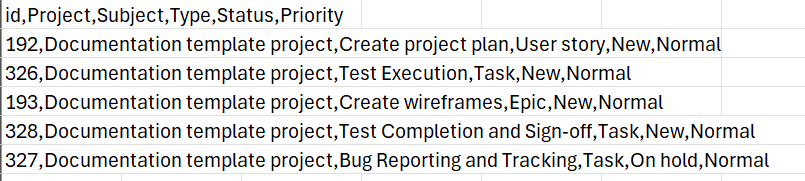 OpenProject work package CSV export