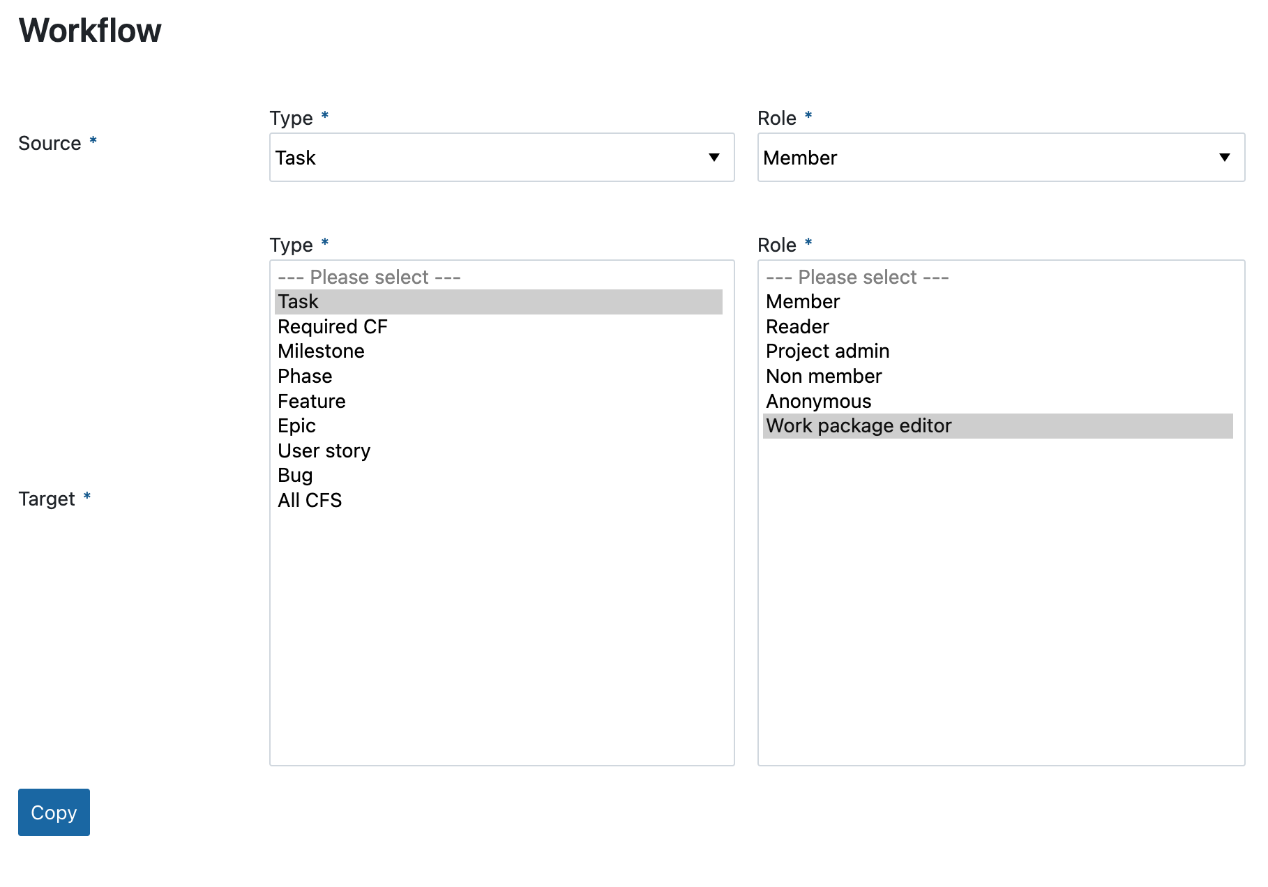 Example for copying a workflow